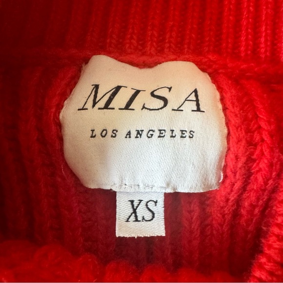 Misa Los Angeles XS Dominique Sweater Red Ribbed Chunky Knit - Picture 6 of 8